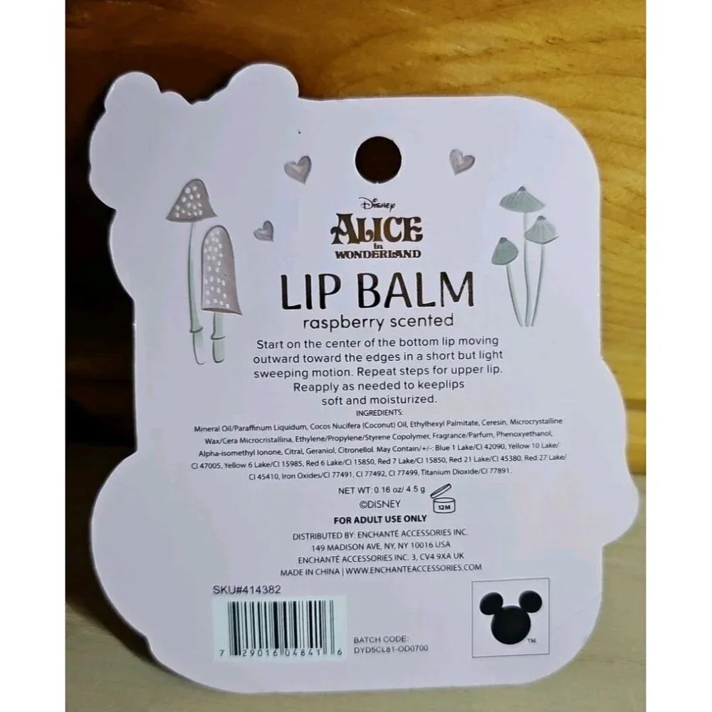 Disney Alice In Wonderland Raspberry Scented Mushroom Lip Balm, New In Package!
